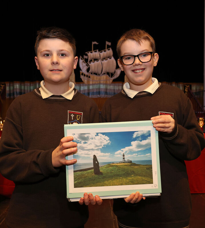  Harry Drinan and Kyle O'Dwyer, Scoil Naomh Iosaf Riverstown, The Old Head of Kinsale Lighthouse, Best County Cork Project Award winners.