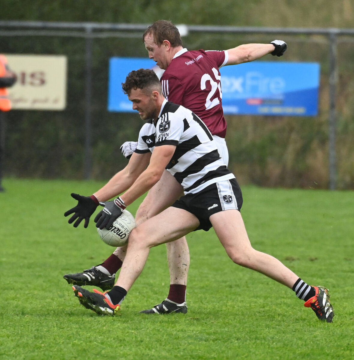 Rockchapel's Kevin Collins tackles Castletownbere's Fintan Fenner in 2024. Picture: Eddie O'Hare