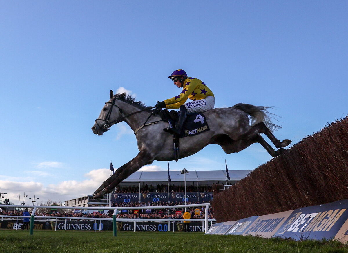 Il Etait Temps with Paul Townend up jump the last on the way to winning the BetMGM Queen Mother Champion Chase. Picture: Harry Murphy/Sportsfile