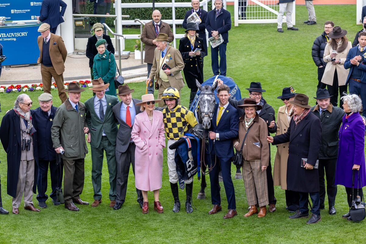 Willie Mullins, Harry Cobden and the winning connections after winning with Kitzbuhel. Picture: INPHO/Morgan Treacy
